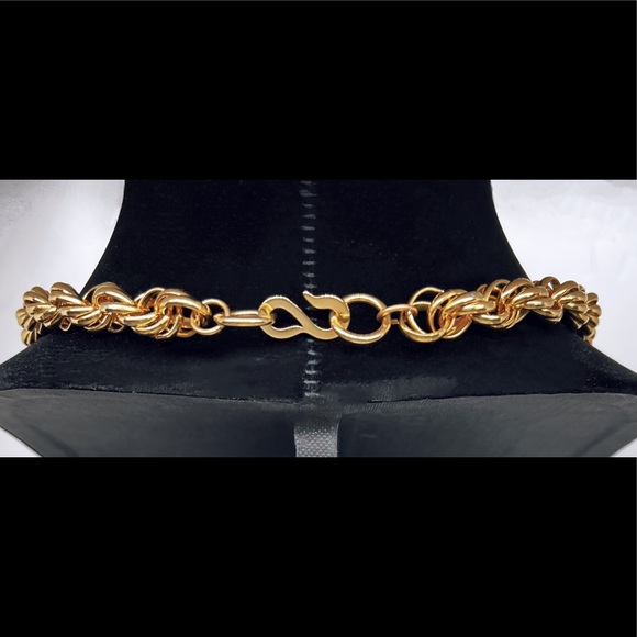 Chainmaille Gold-Tone Solid Rope Chain Necklace - Picture 5 of 6